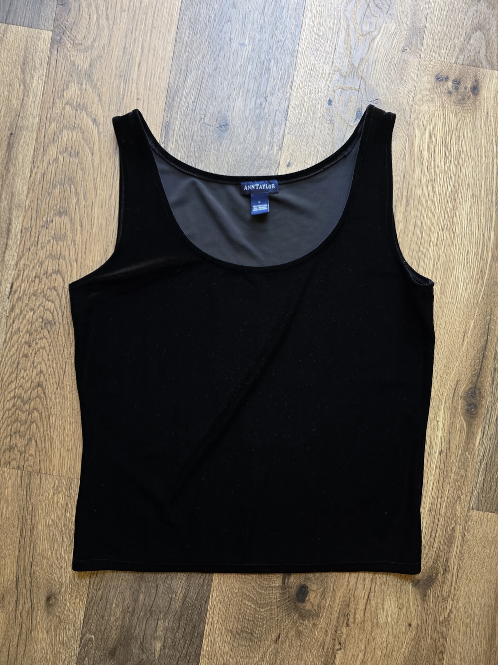 Ann Taylor Black Velvet Scoop-Neck Tank